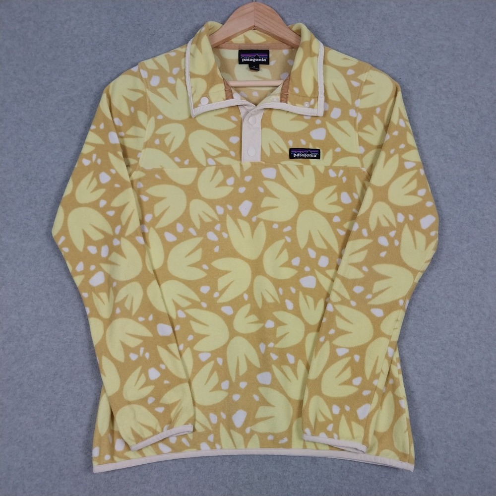 Patagonia Pullover Womens Small Yellow Floral Snap-T Micro D Synchilla Fleece